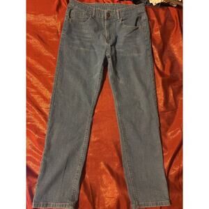 Mens Jeans 34 Light Wash Straight Leg Five Pocket Classic Denim Pants Casual